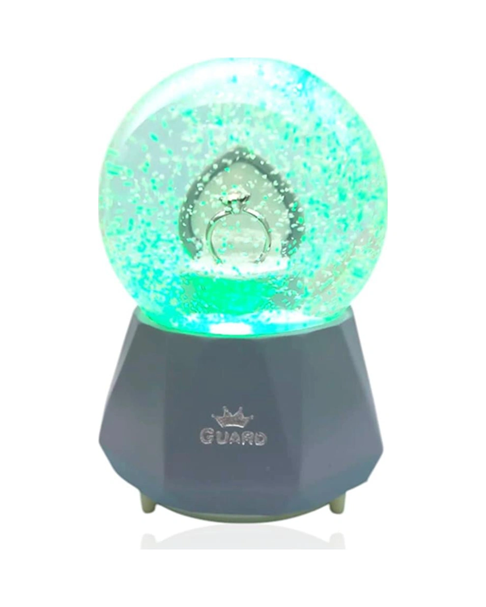 Müzikli Renk Değişiren Işıklı Kar Püskürtmeli Yüzük Kar Küresi