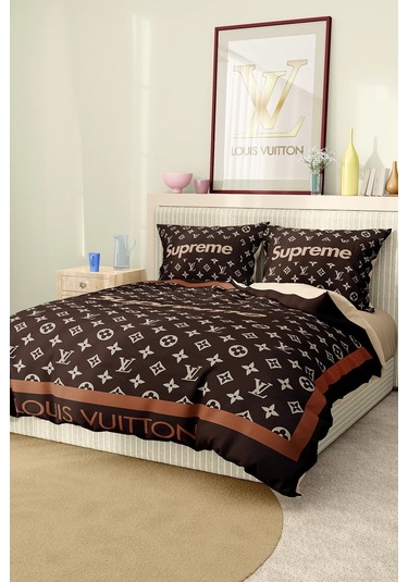 Marka Nevresim Takımı Çift Kişilik Pamuklu Saten Kumaş 6 Parça 3d Dijital Baskı Duvet Cover Set Model No:73 Renkli