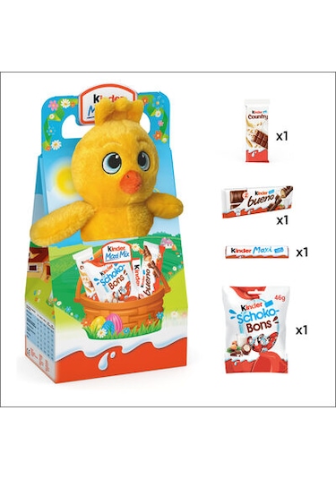 Kinder Maxi Mix 4 Farklı Çikolata Kutusu Civciv Peluş 133 G