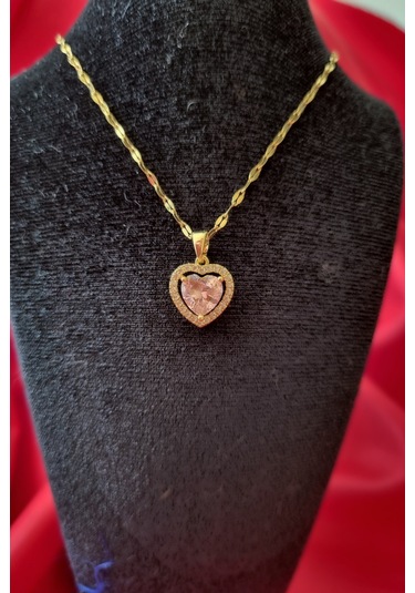 Trade Bazaar Çelik Kalpli Kadın Kolye Pembe