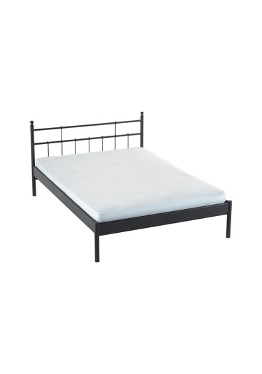 Lalas-s Çift Kişilik Ferforje Metal Karyola-siyah Ahşap Latalı