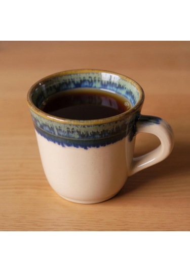Seramik Kahve Kupası Beyaz-mavi