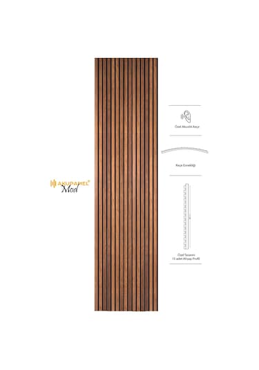 Akupanel Mod14 60x245 Cm Ceviz Rengi Akustik Ahşap Duvar Paneli Ceviz