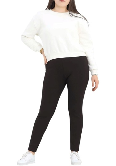 Dar Kalıp Yüksek Bel Fitilli Tayt Siyah