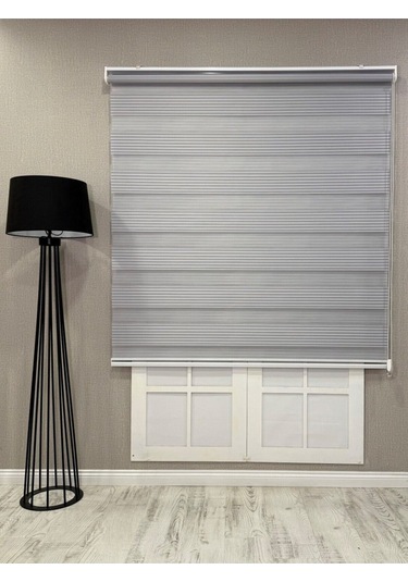 Donatti Zebra Stor Geniş Plise Güneşlik Perde Açık Gri Açık Gri
