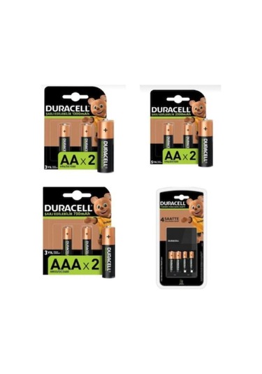 Duracell 1300 mAh + 2500 mAh + 750 mAh Şarj Edilebilir Pil + CEF 14 Şarj Cihazı
