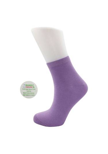 Bambu Kadın Yarım Konç Çok Renkli Dikişsiz Düz Çorap 6'lı Paket Çok Renkli