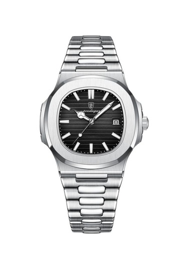 Yingfu Siyah 2023 Lüks Su Geçirmez Erkek Saat - Paslanmaz Çelik Kare Kuvars Saat Siyah