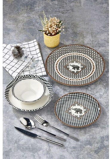 Cooker Porselen Dijital Baskılı 24 Parça Yemek Takımı CKR4023