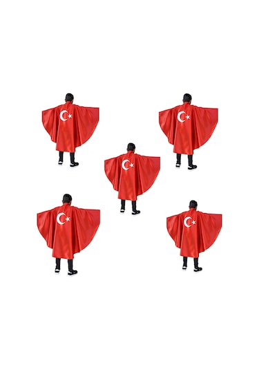 4-14 Yaş Arası Ay Yıldız Bayrak Pelerin Yeni Sezon-5 Adet Pl13...