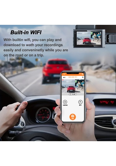 Samdoo Üçlü Kamera Araç Gördürücü: 1080p Ön 170 , İç Ve Arka 110 Kameralar, Geri Park Görüntüsü, 24 Saat Park Monitörü, Wıfı İle Canlı Görüntü