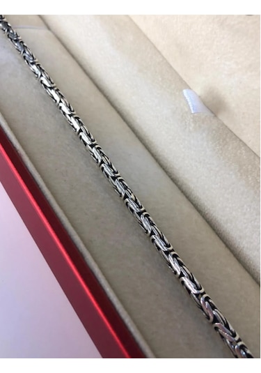 Erkeke Gümüş Bileklik - 3.5mm Yuvarlak Kral Model Işıklı Kutuda