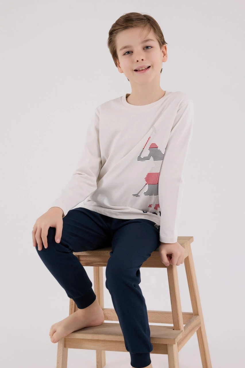 U.s. Polo Assn. Erkek Çocuk Uzun Kol Pijama Takım Taş-1801 Taş