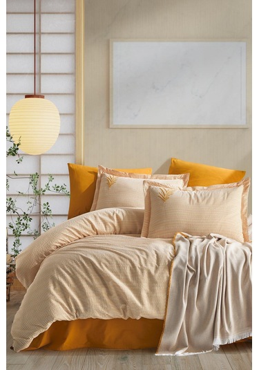 Maribell Çift Kişilik Pikeli Nevresim Takımı - Hardal HARDAL