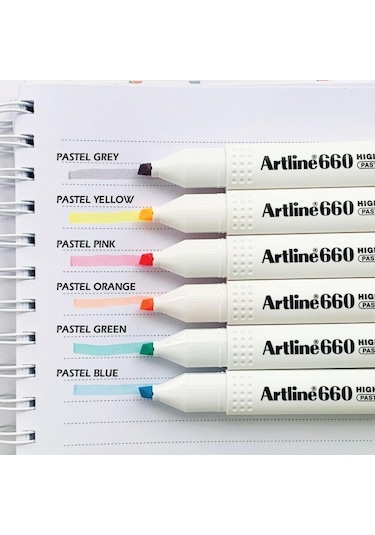Artline 660 Pastel Seri Fosforlu Kalem Seti 6'lı Çok Renkli