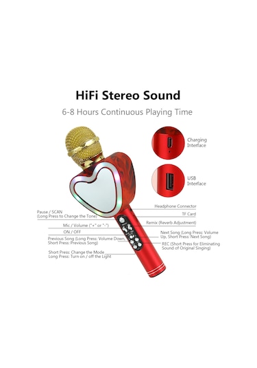 Reedark Kablosuz El Mikrofonu - Usb Şarjlı, Parti Ve Ev Kullanımı İçin Taşınabilir Mikrofon Hoparlör