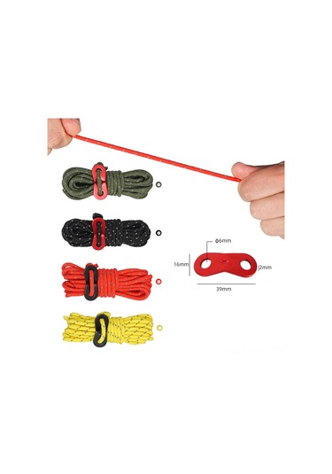 Monyee Kamp Çadırı İçin 4mm Nilon Yansıtıcı Rope Seti, Rüzgar Dayanıklı, 4 Adet, Saklama Çantasıyla, Siyah Siyah