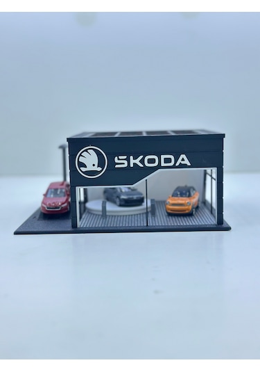1/64 Ölçekli Skoda Diorama Tasarımlı Araç Sergileme Garajı 3d Baskı