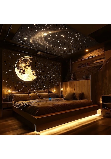 Honeybeeshop 1 Bilgisayar Su Dalgası Yıldızlı Gökyüzü Projeksiyon Lamba Usb 7 Renk 3 Mod Yatak Odası Gece Işığı Doğum Günü Parti Dekor Işık