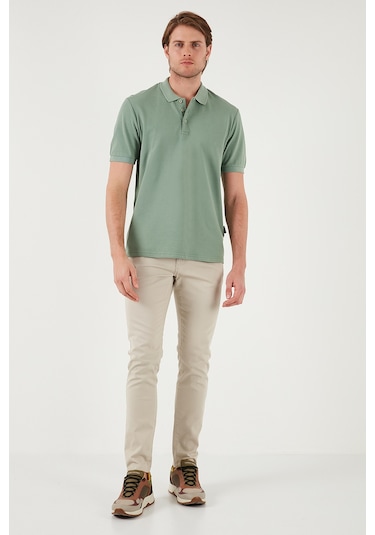 Buratti Pamuklu Regular Fit Düğmeli Erkek Polo Yaka T Shirt 5902127 Elma Yeşili