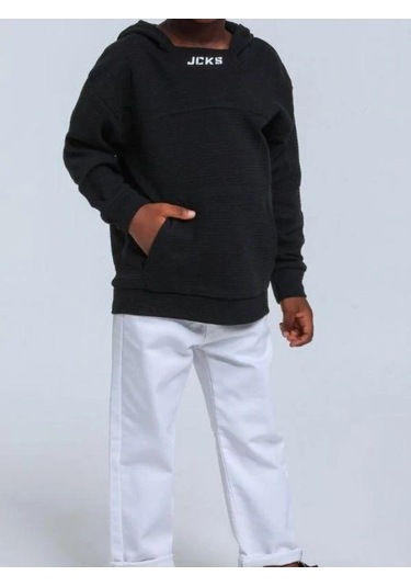 Jack Lions Erkek Bebek Pamuklu Orta Kalınlıklı Kapüşonlu Sweatshirt-14745 Siyah