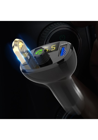 Bt23 Kablosuz Araç Fm Verici Qc 3.0 Hızlı Şarj, Usbx2 Desteği / Ahizesiz Arama Siyah