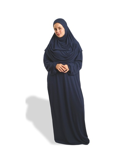 2 Parça Namaz Elbisesi Viskon Düz 2504 02 Lacivert