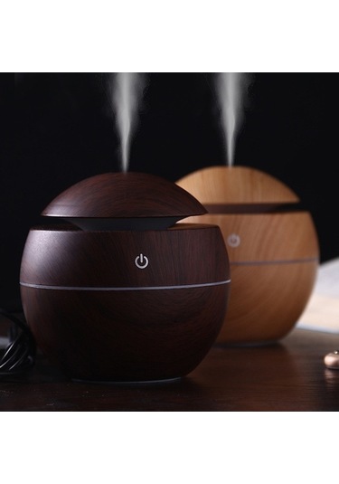 Novahub Ahşap Dokulu Mantar Nemlendirici & Aromaterapi Cihazı - Usb Şarjlı, 130ml Kapasite, Kahverengi/kahve, 100x100x95mm