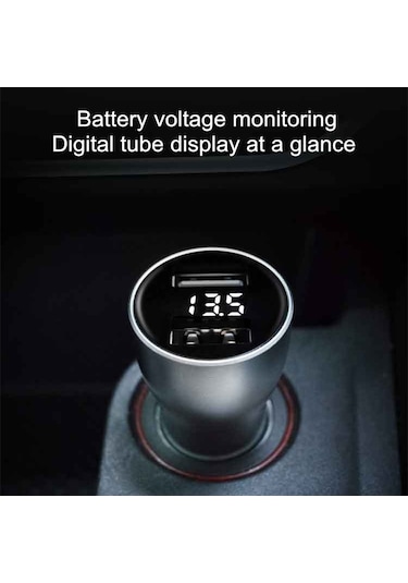 Xiaomi Eco-system'den Akıllı Yaşam Zmı Araç Şarj Cihazı Çift Usb 18w Hızlı Şarj 3.0 Cep Telefonu İçin Dijital Gerilim Göstergesi