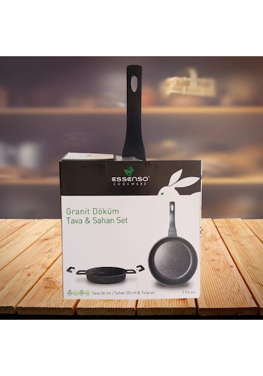 Essenso Döküm Gövde Granit İç Yüzey 28cm Tava Ve 20 Cm Sahan Seti