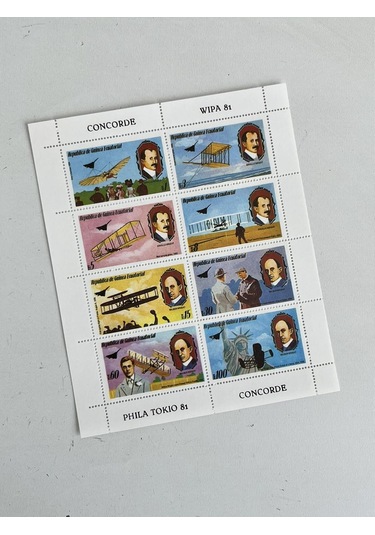 Wright Kardeşler Temalı Ekvator Ginesi Damgasız 8'li Blok Pul