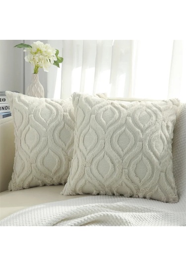 Olanly Yumuşak Minder Örtüsü 45x45 Peluş Yastık Kılıfı Rahat Ev Dekor Atmak Whıte 40x40cm Whıte