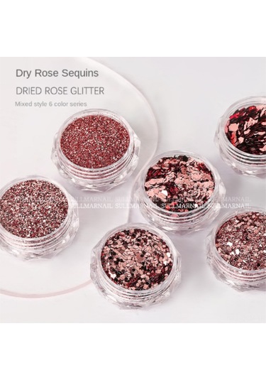 Qingmipy Kuru Gül Desenli Karışık Büyük Ve Küçük Pullu Şık Tırnak Dekoru