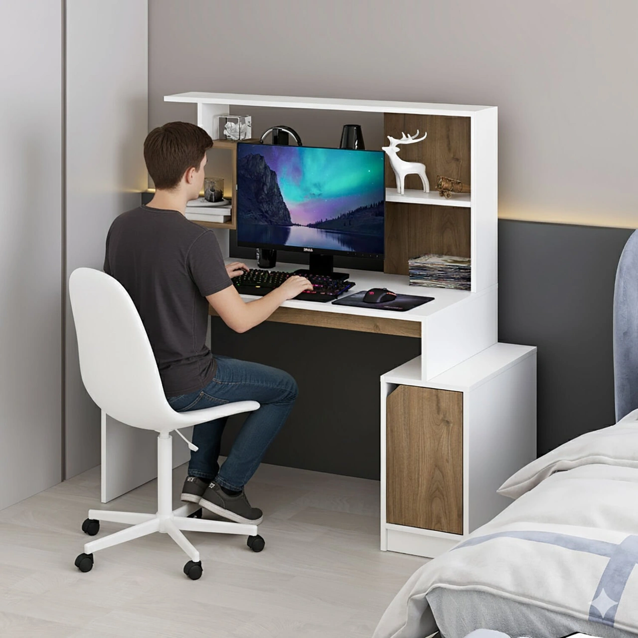 Arlena Çalışma Masası - Beyaz/rahle Çok Renkli