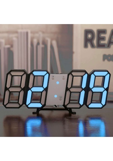 Zilinn 3d Basit Dijital Saat Masaüstü Dekorasyonu Oturma Odası Yatak Odası Çalışma Odası Duvar Saati Led Dijital Saat Mavi Harfli Siyah-normal Versiyon-12 Çok Renki