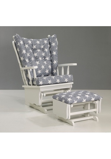 Meltem Kids Sallanır Emzirme Dinlenme Koltuğu Sallanan Sandalye Sallanan Koltuk + Markiz (Beyaz-Yıldız 3050)