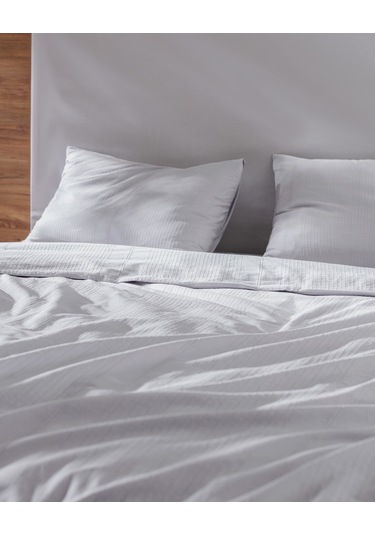 Madame Coco Rosalie Tek Kişilik %100 Pamuk Armürlü Nevresim Takımı - Açık Gri Gri