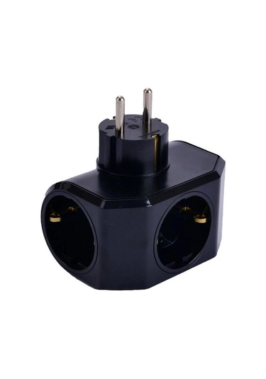 Topraklı 3lü Fiş-priz Siyah Yonca Plus
