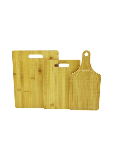 3 Boy Set Ahşap Bambu Kesim Panosu 16x22 - 20x28 - 25x33cm 4881 Diğer