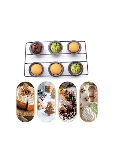 6 Bardak Yapışmaz Popover Tavası Muffin Cupcake Pişirme Kabı Puding Tavası Siyah