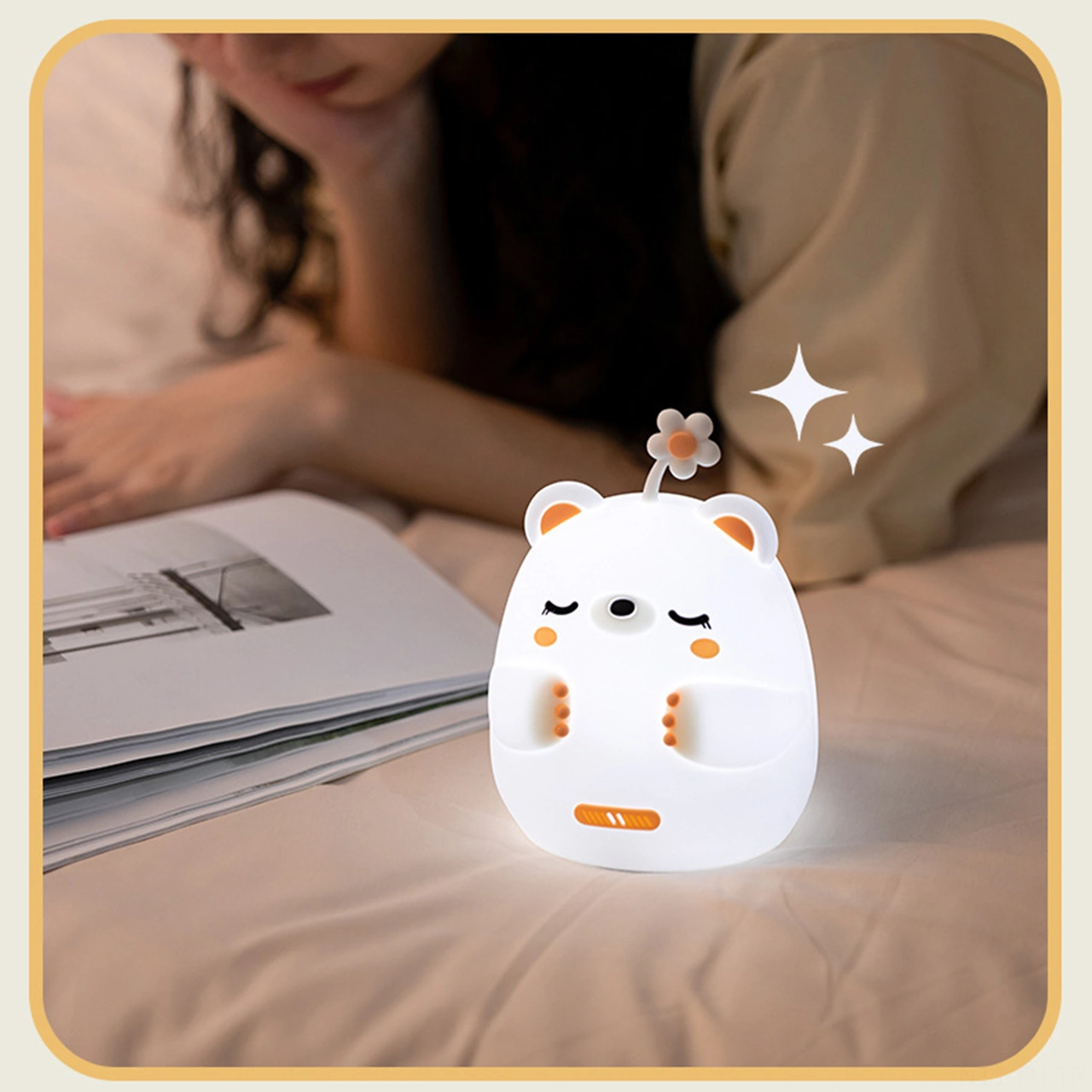 Folinda Kumandalı Yumuşak Silikon Ayak Lambası - 1200mah Pil, 30 Dakika Zamanlayıcı, Işık Seviyesi Ayarı, Güneş/soyu Işık, Göz Koruyucu Yumuşak Işık, Ev Dekorasyonu Beyaz