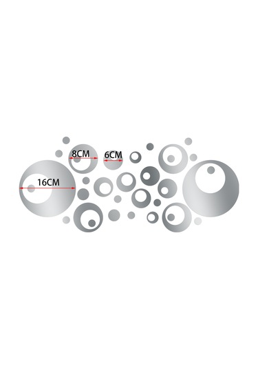 Yifomall 32'li Sökülebilir Akrilik Ayna Dekor Seti - Oturma Odası Ve Yatak Odası İçin Modern Duvar Sticker Gümüş