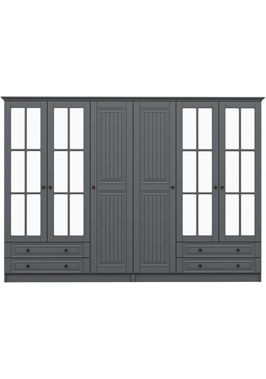 Kale 6 Kapaklı 4ç Taçlı Dolap Mebran İlkbahar Antrasit 210cm Antrasit