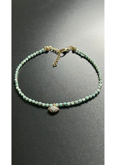 Göz, Açık Mavi Renk Boncuklu Halhal 34, Altın Rengi Çok Renkli