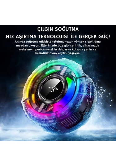 Polham Magsafe Ve Klipsli Rgb Led Süper Soğutucu 6000rpm Ultra Hızlı Fan Dijital Ekranlı Isı Göstergeli