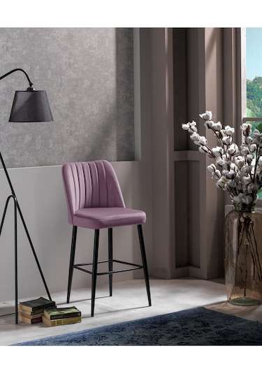 Ada Bar Sandalye - Babyface Lila - Metal Siyah Ayak 2 Adet Lila