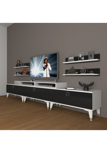 Decoraktiv Ekoflex 270r Mdf Gold Tv Ünitesi Tv Sehpası Beyaz - Siyah