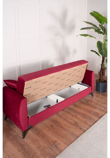 Kilim Mobilya Linda Üç Kişilik Kanepe Yüksek Ayaklı Bordo Bordo