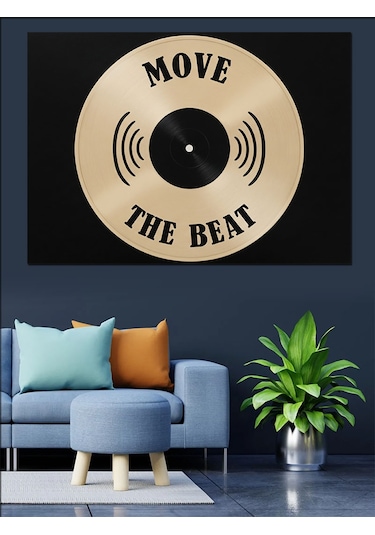 Vinil Plak "move The Beat" Dekoratif Kanvas - Mdf Ahşap Tablo