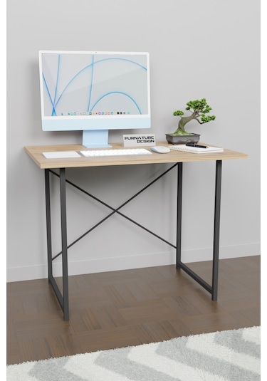 Metal Ayaklı Çalışma Masası Ofis Masası Atlantik Çam 60 x 90 CM Atlantik Çam